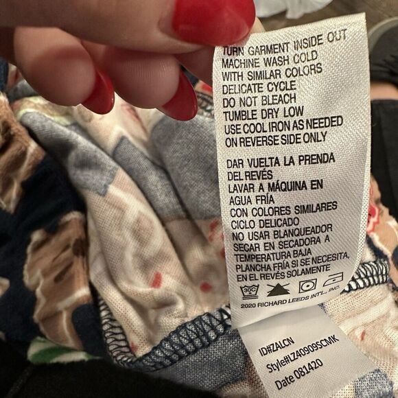 Disney Minnie Mickey Gingerbread Cookies Fleece Jogger Pants Sz Large Blue - Picture 5 of 7